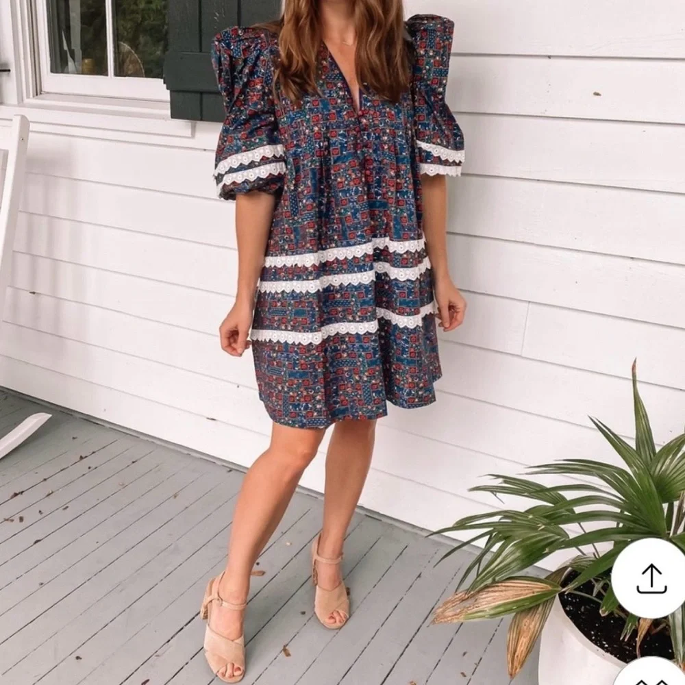 HUNTER BELL Jenkins Dress in Vintage Patchwork - Like New (XS) - Picture 1 of 15